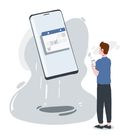 A man selects a day in his phone calendar