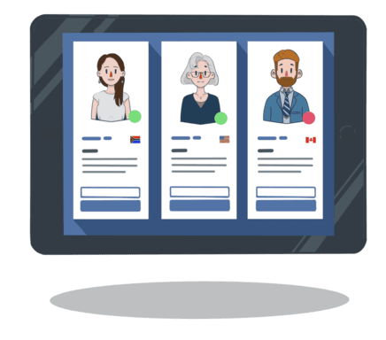 Tablet viewing list of provider cards